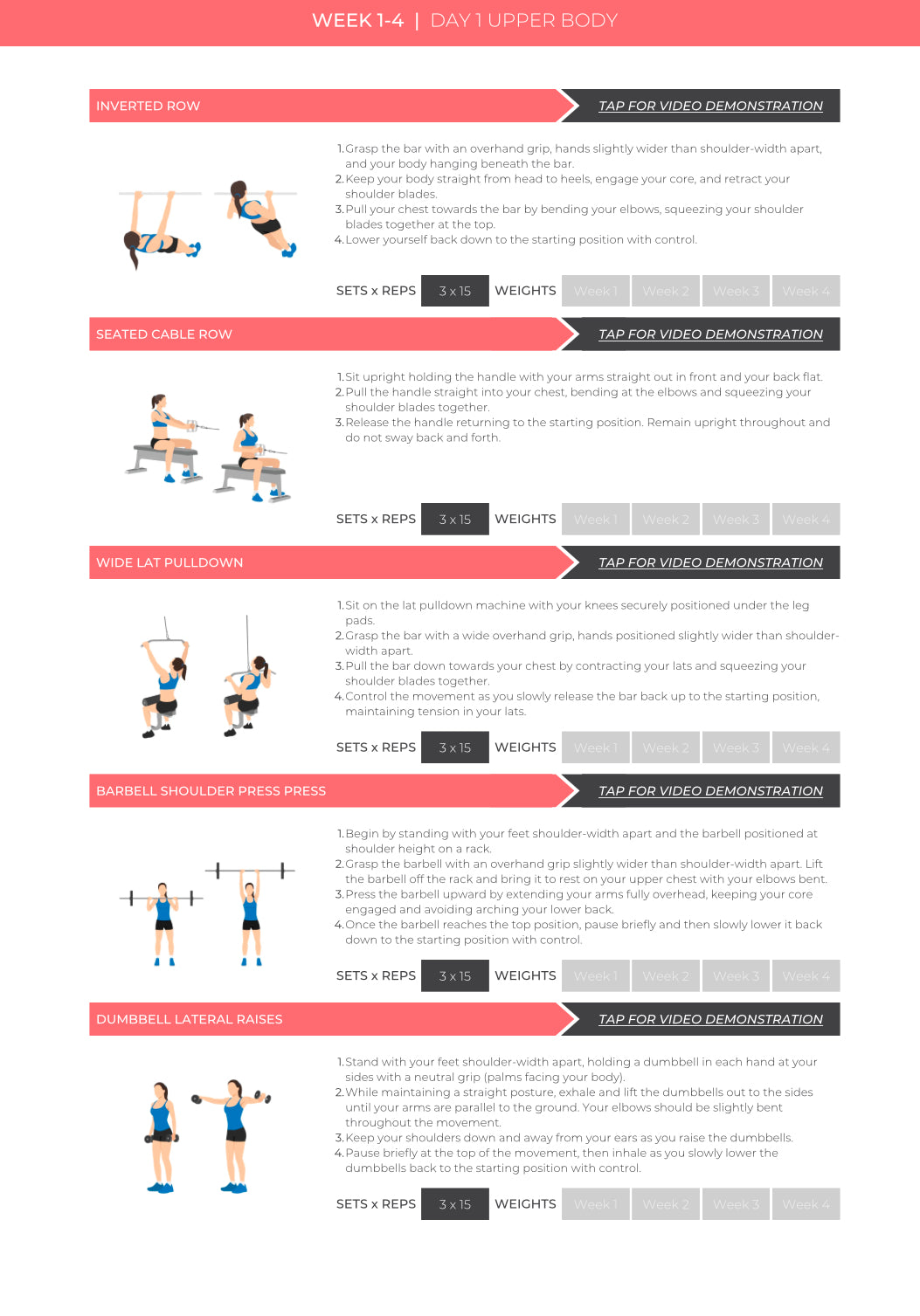 12 Week Workout Plan - Gym - Moderate to Advanced